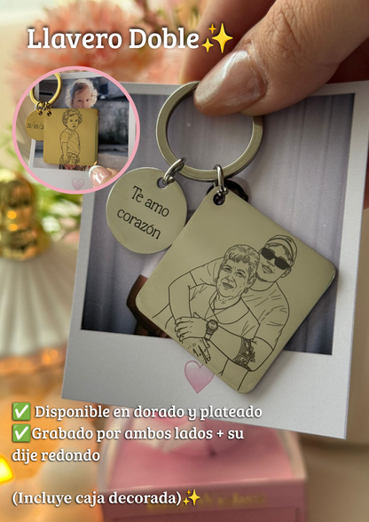 Llavero Cuadrado doble dije